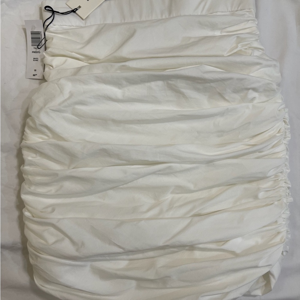 Aritzia White Ruched Pencil Skirt